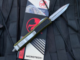 Microtech Makora D/E OD Green Aluminum Inlaid Body w/ Stonewashed Full Serrated Blade (3.4”) 206-12ODS