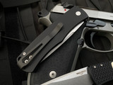 Pro-Tech BR-1 Magic Hidden Bolster Release Folder Black Aluminum Polished Ivory Micarta Inlaid Body w/ Stonewashed Plain Edge Blade (3.1”) BR1.51