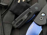 Pro-Tech Runt 5 Textured Black Aluminum Body w/ Abalone Button and Magnacut Blue Sapphire Blade (1.9”) R5306-SB