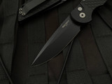 Pro-Tech TR-3 Auto Folder Black Aluminum Fish Scale Body w/ DLC Black Plain Edge Blade (3.5”) TR-3 X1