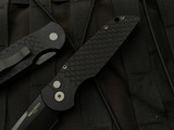 Pro-Tech TR-3 Auto Folder Black Aluminum Fish Scale Body w/ DLC Black Plain Edge Blade (3.5”) TR-3 X1