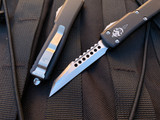 Microtech UTX-70 Warhound Black Aluminum Body w/ Stonewashed Plain Edge Blade (2.42") 419W-10S
