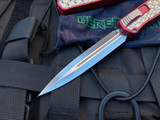 Heretic Knives Cleric II D/E Red Aluminum Bubble Inlay Body w/ Magnacut Stonewashed Plain Edge Blade (4.25")