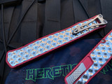 Heretic Knives Cleric II D/E Red Aluminum Bubble Inlay Body w/ Magnacut Stonewashed Plain Edge Blade (4.25")