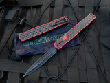 Heretic Knives Cleric II D/E Red Aluminum Black Stainless Steel Bubble Inlaid Body w/ Magnacut DLC Plain Edge Blade (4.25") H020-4A-RED