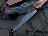Heretic Knives Cleric II D/E Red Aluminum Black Stainless Steel Bubble Inlaid Body w/ Magnacut DLC Plain Edge Blade (4.25") H020-4A-RED