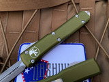 Microtech Ultratech D/E OD Green Aluminum Body w/ Apocalyptic Plain Edge Blade (3.4”) 122-10APOD