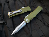 Microtech Hera D/E OD Green Aluminum Body w/ Stonewashed Plain Edge Blade (3.08”) 702-10OD