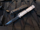 Microtech Ultratech Hellhound Shadow Cleartop w/ DLC Blackout Hardware and DLC Plain Edge Blade (3.4”) 119-1DLCTCLSH