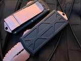 Microtech Exocet D/E Black Aluminum Body w/ PVD Rose Gold Full Serrated Blade (1.95”) 157-3PVDRGS