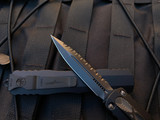 Microtech Dirac D/E Shadow Black Aluminum Body w/ DLC Shadow Full Serrated Blade (2.92”) 225-3DLCTSH