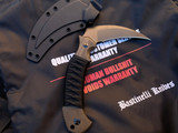 Bastinelli Grumpy Fixed Blade Scythe OD Green Micarta Black Tsuka Wrap w/ Black Top Serrated Blade (4”)