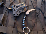 Bastinelli Pika Fixed Blade Karambit Stonewashed Black Tsuka Menuki Wrap w/ Stonewashed Plain Edge Blade (1.65”)