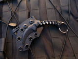 Bastinelli Pika Fixed Blade Karambit Stonewashed Black Tsuka Menuki Wrap w/ Stonewashed Plain Edge Blade (1.65”)