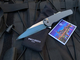 Pro-Tech Malibu 2022 Nashville Custom Knife Show Textured Gray Aluminum Body w/ MOP Button and Mirror DLC Mike Irie Blade (3.25