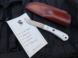 Double XX Fixed Trapper Fixed Blade White Paper Micarta Handle w/ Magnacut Plain Edge Blade