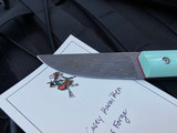 Double XX Casey Kwaiken Fixed Blade Mint G10 Handle w/ Vegas Forge Damascus Plain Edge Blade