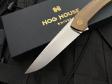Hog House Knives Model T Bronzed Titanium Body w/ Bronzed Anodized Hardware and Blasted RWL-34 Blade (3.36”) HHK-T-BR-BZBZ