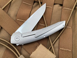 Hog House Knives Model T Titanium Body w/ Titanium Hardware and Two-Tone RWL-34 Blade (3.36”) HHK-T-BSR-SS