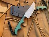 CRKT Minimalist Katana Fixed Blade Neck Knife Green Resin Infused Fiber Scales w/ Katana Plain Edge Blade (2.13”) 2394