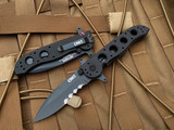 CRKT M21 Kit Carson Folder Black G10 Scales w/ Black Drop Point Partially Serrated Veff Serrations Blade (3..113”) M21-12SFG