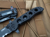 CRKT M21 Kit Carson Folder Black G10 Scales w/ Black Drop Point Partially Serrated Veff Serrations Blade (3..113”) M21-12SFG
