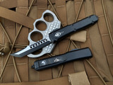 Microtech Ultratech Hellhound Tactical Black Aluminum Body w/ Two Tone Black Black Plain Edge Blade (3.4”) 119-1TS