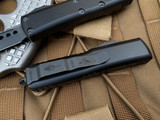 Microtech UTX-85 Hellhound Shadow Black Aluminum Body w/ Black DLC hardware and Plain Edge Blade (3.12”) 719-1DLCTSH
