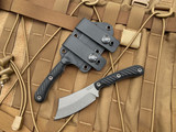 RMJ Jackdaw Cleaver Style Fixed Blade Black G10 Scales w/ Tungsten Cerakote Nitro V Plain Edge Blade (3.25”)
