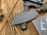RMJ Jackdaw Cleaver Style Fixed Blade Black G10 Scales w/ Black Cerakote Nitro V Plain Edge Blade (3.25”)