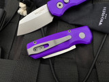 Pro-Tech Runt 5 Auto Folder Purple Aluminum Handle w/ Stonewashed Magnacut Plain Edge Reverse Tanto Blade (1.9”) R5401-PURPLE