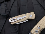 Pro-Tech Runt 5 Limited Auto Folder Textured Bronze Handle w/ Mother of Pearl Button and Stonewashed Magnacut Plain Edge Revers
