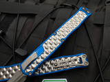 Heretic Knives Cleric II D/E Blue Aluminum Bubble Steel Inlaid Body w/ Magnacut Stonewashed Plain Edge Blade (4.25”) H020-2A-BLU