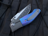 PRE OWNED Allen Elishewitz Custom Folder w/ Timascus Scales and Damascus Plain Edge Blade (4”)