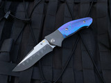 PRE OWNED Allen Elishewitz Custom Folder w/ Timascus Scales and Damascus Plain Edge Blade (4”)