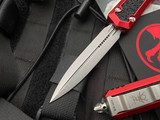 Microtech Makora D/E Red Aluminum Body w/ Stonewashed Plain Edge Blade (3.4”) 206-10RDS
