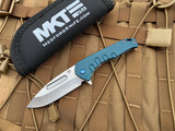 Medford Swift FL Flipper Blue Body and Blue Hardware/Clip w/ S45VN Tumbled Plain Edge Blade (3.375”)