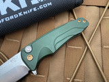 Medford Smooth Criminal Green Aluminum Body w/ Bronzed Hardware/Clip and Tumbled Plain Edge Blade (3”)