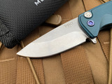 Medford Smooth Criminal Blue Aluminum Body w/ Blue Hardware/Clip and Tumbled Plain Edge Blade (3”)