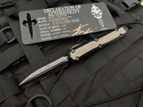 Marfione Custom Makora D/E Hefted Black Alloy Body w/ DLC Stainless Bubble Inlays, DLC Ringed Hardware, and Hot Blued VF Reptilian Damascus Blade (3.3”)