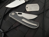 Wingman EDC MTNT Mach 3 Front Flipper Titanium Body w/ Carbon Fiber Inlay and M390 Belt Satin Finished Plain Edge Blade (2.875”) WME-MTNT-M3-MTCF