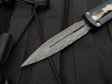 Microtech Dirac Delta Signature Series Black Aluminum Body w/ Damascus Plain Edge Blade (3.79”) 227-16