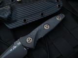 Microtech Socom Alpha Mini Warcom Carbon Fiber Handle w/ Bronzed Hardware and DLC Apocalyptic Plain Edge Blade (3.7”) 93M-DLCFS