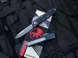Microtech UTX-85 S/E Distressed Black Aluminum Body w/ Stonewashed Plain Edge Blade (3.1”) 231-10DBK