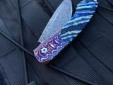 William Henry B12 'Impact' Folder Wave Mokume Body w/ Wooly Mammoth Tooth Inlays and Boomerang Chad Nichols Damascus Plain Edge Blade (3.06”)