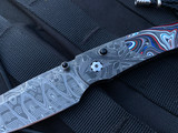 William Henry B12 “Rad” Folder Chad Nichols X Out Damascus Body w/ Fordite Inlay and Hornet’s Nest Damascus Blade (3.06”)