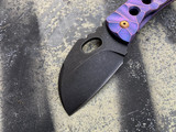 Homer Zhu Custom Parrot #116 Folder Purple Scuplted Titanium Body w/ Black Plain Edge Blade (2.7”)
