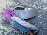 Homer Zhu Custom T-Rex Folder Textured Dual Color Ano Titanium Body w/ Hand Rubbed Sculpted Plain Edge Blade (2.5”) #69/196