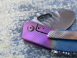 Homer Zhu Custom T-Rex Folder Textured Dual Color Ano Titanium Body w/ Hand Rubbed Sculpted Plain Edge Blade (2.5”) #69/196