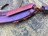 Homer Zhu Custom T-Rex Folder Textured Violet Ano Titanium Body w/ Hand Rubbed Sculpted Plain Edge Blade (2.5”) #89/196